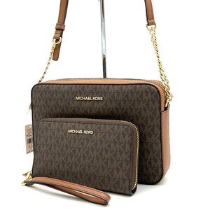 Michael Kors Large EW Crossbody Bag & JST LG Flat MF Phone Case Wallet Brown